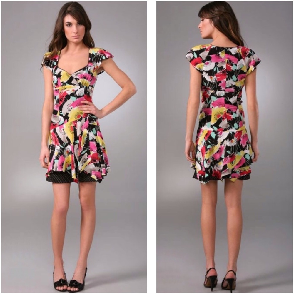 Silk Nanette Lepore Flutter Sleeves Silk Dress